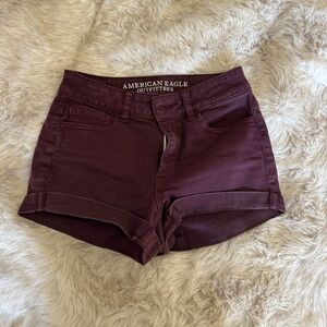 American Eagle Outfitters Women's Dark Red Jean Shorts